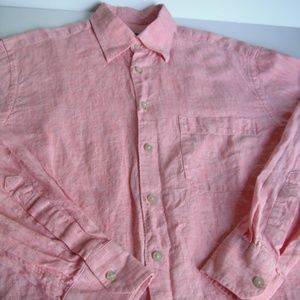 Scott Barber Coral Long Sleeve Shirt 100%Linen